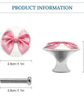 Pink Bow Cabinet Knobs 2 Pack Stainless Steel Drawer Pulls And Dresser Knobs For Kitchen Cabinets Wardrobes And Furniture Dope Rust Resistant Easy Screw In Install Modern Rustic Decor, showing size dimensions and screw details.