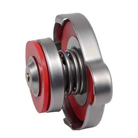 13 PSI Radiator Cap For Polaris Ranger And RZR Models in stainless steel with red silicone seal, side view