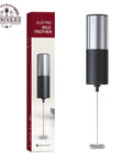 Handheld Electric Milk Frother And Drink Mixer creates rich creamy foam in seconds, featuring sleek design and corrosion-proof whisk.