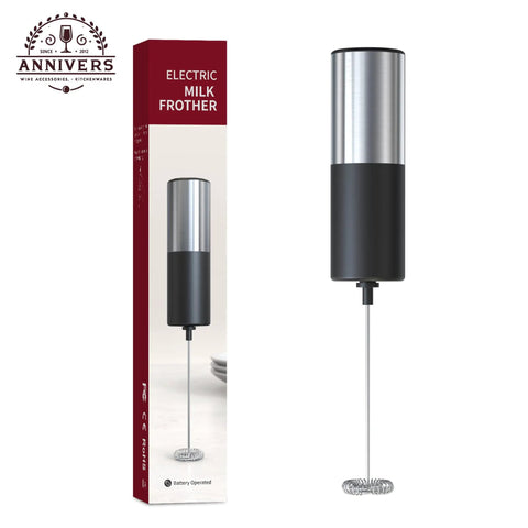 Handheld Electric Milk Frother And Drink Mixer creates rich creamy foam in seconds, featuring sleek design and corrosion-proof whisk.