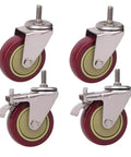 Heavy Duty Silent Caster Wheels M12 X 30Mm Stem with dual bearing rollers in red and silver for office furniture.