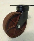 No Sweat 8 Inch Swivel Caster With Ductile Steel Wheel And Kingpinless Frame for carts, red urethane wheel, heavy load bearing plate.