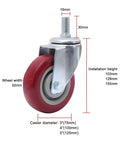 Heavy Duty Swivel Caster Wheels With Dual Locking Brake For Furniture And Workbenches, M Threaded Stem, Quiet PU Castors size details