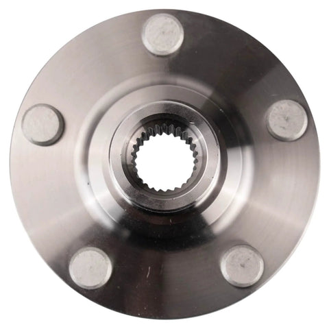 Front view of a front wheel bearing and hub assembly kit for 2004-2017 Toyota Camry, 2001-2007 Highlander, 2004-2008 Solara