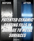 Comparison of metal surfaces before and after using Full Synthetic Gear Oil With Ceramic Tech For Differentials And Transmissions.