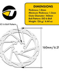 180mm 6 Bolt Disc Rotor 1.8mm Thick For Two Piston Calipers Includes 6 T25 Torx Bolts And Heat Dissipation Design