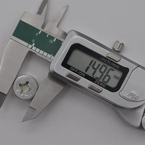 Digital caliper measuring cam lock fitting 15mm for furniture connectors kit 20 pack, zinc alloy, anti-corrosion