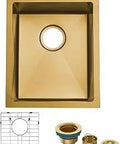 Gold Drop-In Bar Sink 15x20 Inch, 16 Gauge Stainless Steel Top Mount Single Bowl for Wet Prep, RV Laundry, and Small Kitchen, Includes Dish Grid and Drain Cover, Deep 10 Inch Bowl
