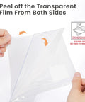Hands peeling film from durable HD cover of Classic Black 11x14 Picture Frame With Mat For 8x10 Photos Or 11x14 Without Mat