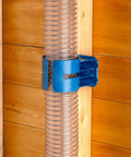 Premium Rockler Dust Right 4 Inch Hose Cradles mounted on a wall holding clear vinyl hose for dust collection.