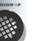 Heavy Duty Matte Black Snap In Shower Drain Cover Slick Round Stainless Steel Grid For Modern Bathrooms top view showing grid design