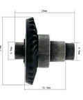 Bevel Gear Set 30T 8T For One Tenth RC Crawlers, side view of gear with measurements for Axial AR44 AR45 and Capra Currie F9 axles.