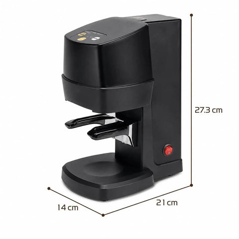 58mm Automatic Electric Espresso Tamper Delivers Game Changing Consistency For Home Baristas With Adjustable Pressure side view size 27.3cm x 21cm x 14cm