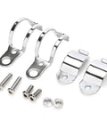 Chrome metal motorcycle turn signal mounting brackets with clamps and screws (1 pair, 30–45mm)