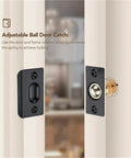 Adjustable Ball Catch for Doors and Closets Black Ball Bearing Latch with Hidden Cylinder shown installed on door frame.