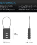 Heavy Duty 3 Digit Padlock Set With Steel Wire Cable For Grow Tents Greenhouses And Sheds Zinc Alloy Lock Built Tough