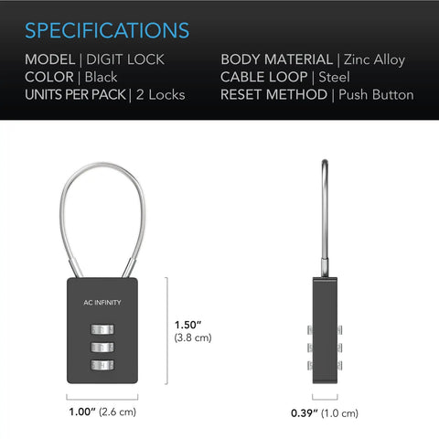 Heavy Duty 3 Digit Padlock Set With Steel Wire Cable For Grow Tents Greenhouses And Sheds Zinc Alloy Lock Built Tough