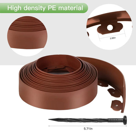 Durable Plastic Landscape Edging Kit No Fuss Easy Install 2 Inch Tall 33 Ft Border With 30 Spikes For Garden Flower Beds And Lawn