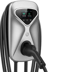 Level 2 EV Charger 50 Amp Hardwired Indoor Outdoor Use 120V Home Charge Station Silver Finish Weatherproof Fast Charging