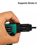 Grab This Badass 8-Inch Rivet Nut Gun Kit For Quick Repairs! Comes With Nine Mandrels And One Hundred Nuts For Metal Or Drywall Jobs. Perfect Stroke Control Makes Fastening Easy Plus Hard Case Keeps Gear Safe On Job Sites. hand holding compact rivet nut gun with stroke control