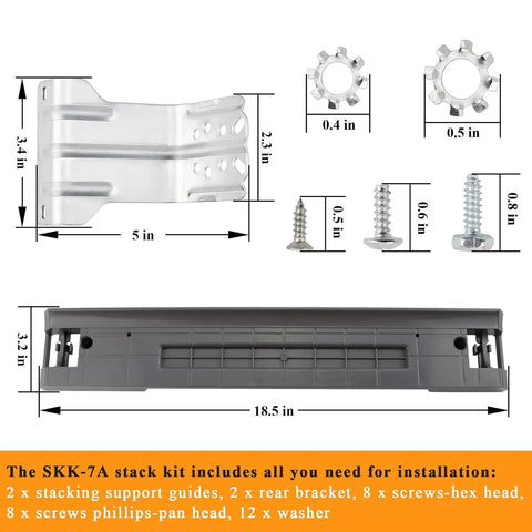 2026 Upgraded Front Load Washer Dryer Stacking Kit For 27 Inch Machines Fits 27 Inch Front Load Washers And Dryers Includes Brackets Guides And Screws For Easy Secure Stacking And Replaces SKK 7A 8K SK 5A SK 5AXAA