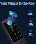 Fingerprint scanner on Premium Heavy Duty Smart Door Lock With App Control And Fingerprint Entry For Main Entrances.