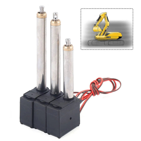Beefed Up 3Pcs Drive Rod Metal Arm Driving Handle Set For RC Excavator Upgrades with visible rods and wiring
