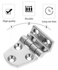 Heavy Duty 316 Stainless Steel Door Hinges Two Pack 54x37mm Thickened Gate And Furniture Butt Hinges For Home And Marine Use Anti Rust And Quiet Operation shown in close-up with quality icons.