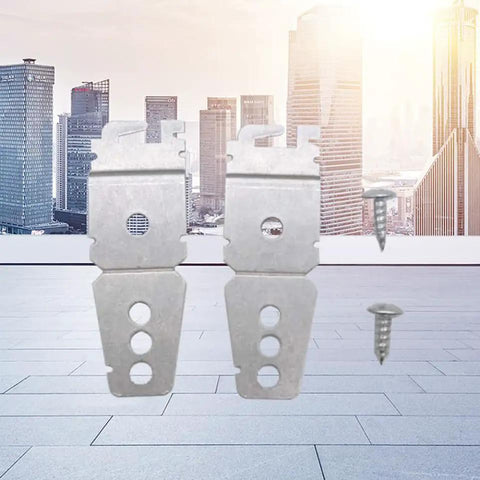 Heavy Duty Iron Dishwasher Mounting Bracket Kit Locks Your Rig Down Tight So You Slide Out Racks With Zero Wobblies Solid Anti Tip Base For Granite Countertops Comes Loaded With Pro Grade Screws And Hardware - Pack of 2 brackets with screws.