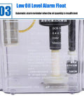 Close-up of oil gauge on Automatic Lubrication Oil Pump 1L For NC CNC Engraving Router Machines 220V With Visual Oil Level Gauge And Built In Alarm Low Oil Reminder No Digital Display