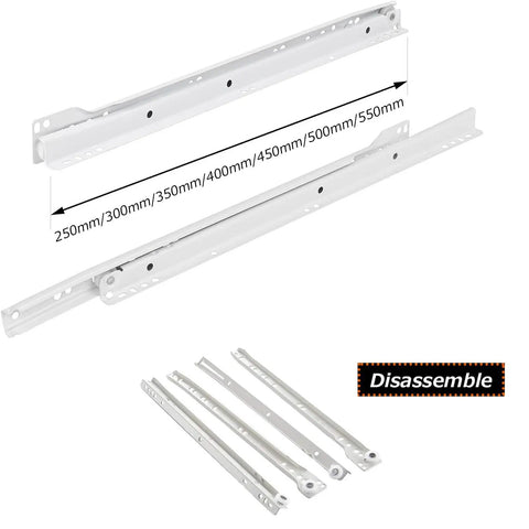 Rock Solid Heavy Duty Roller Drawer Slides One Pair Thick Steel Telescopic Runners For Kitchen Cabinets And Wardrobes Bottom Mount Smooth Roll Extension Track White