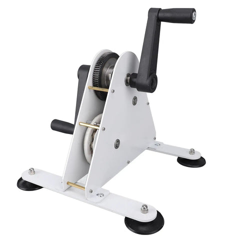 50W Pedal Generator Hand Crank Power Bank With 2 USB Fast Charging Ports, compact white unit on suction cup base