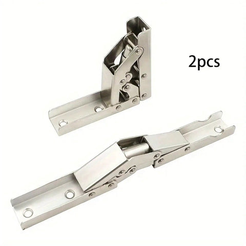 Silvery 90 Degree Folding Hinges No Slot Flush Mount 180 Degree Countertop Support Hidden Design Two To Four Pack Heavy-Duty Metal Cabinet Hinges