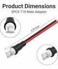 Rugged T10 Male Socket Connector Pair With Pre Wired Extension Plug Adapter For Turn Signal Brake Tail Light DRL Bulb Holder Harness dimensions of 5.91 inches