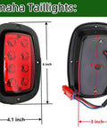 Golf Cart LED Headlight and Tail Light Kit for G14 G16 G19 G22 with 6 inch red taillight dimensions displayed