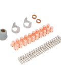 Heavy Duty Plasma Cutting Torch Electrode Tip Kit with 20 copper tips and guide rings for fast changeouts and durability.