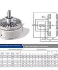Diagram and specifications of Magnetic Powder Brake FZ6A1 0.6 Kg High Efficiency Industrial Brake for equipment.