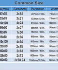 Table of common sizes for Zirconium Oxide Sanding Belts 120 Grit Hardcore Self Sharpening Aggressive Cut dimensions.