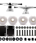 5.25 Inch Skateboard Trucks 139mm Aluminum With 52mm Wheels ABEC 7 Bearings 1.25 Inch Hardware 2mm Riser Pads Spacer All-In-One Kit