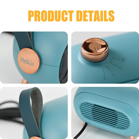 Close-up details of Portable Mini Space Heater For Home And Office, Energy Efficient with control dial and air vent