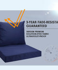 Eight Piece Outdoor Cushion Covers Set With Zippers UV And Water Resistant Dark Blue showing fade-resistant feature