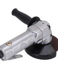 Heavy Duty 4 Inch Pneumatic Angle Grinder And Polisher Sander With 11000 Rpm Air Powered Motor, aluminum body and black handle for woodworking.