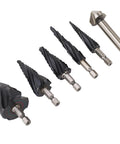 Top Notch M35 Cobalt Step Drill Bit Set With 4 Flute Pagoda Design For Stainless Steel And Hard Metal High Speed Cutting Zero Burrs And Clean Holes Every Time In Sheet Metal Projects, 5 bits