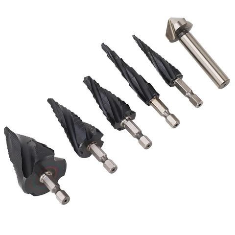 Top Notch M35 Cobalt Step Drill Bit Set With 4 Flute Pagoda Design For Stainless Steel And Hard Metal High Speed Cutting Zero Burrs And Clean Holes Every Time In Sheet Metal Projects, 5 bits