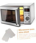 Six Pack Microwave Heat Insulation Pads Mica Sheet Covers next to a stainless steel microwave with an open door