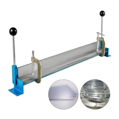 Pro Grade Portable Metal Bending Brake Roller For Sheet Steel And Aluminum Plates Adjustable Heat Control With Dual Locking C Clamps, detailed view of tool with clamps.