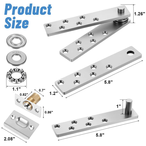 Invisible Pivot Hinge For Secret Doors And Bookshelves, Heavy Duty Up To 200 Lb, 360 Degree Rotation, detailed component view