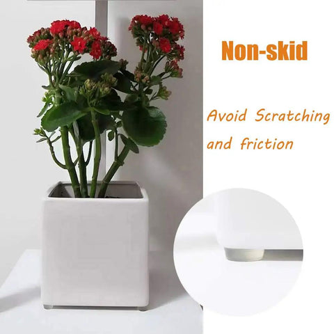 Potted plant with self adhesive noise dampening bumper pads 272 pcs in five sizes for surface protection and quiet closure.