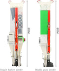 Comparison of single and double pass handheld garden seeder and spreader, dual tube, stainless steel, 81cm height, easy to use.