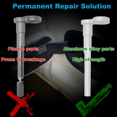 Comparison of plastic and aluminum fuel door hinge for Chevy Silverado And GMC Sierra Fuel Door Hinge Kit With Gas Door Spring Aluminum Replacement For 2019 2020 2021 2022 2023 2024 2025 1500 2500 3500 HD Fix Loose Gas Door Permanently.
